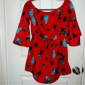 Floral Red Women's Top